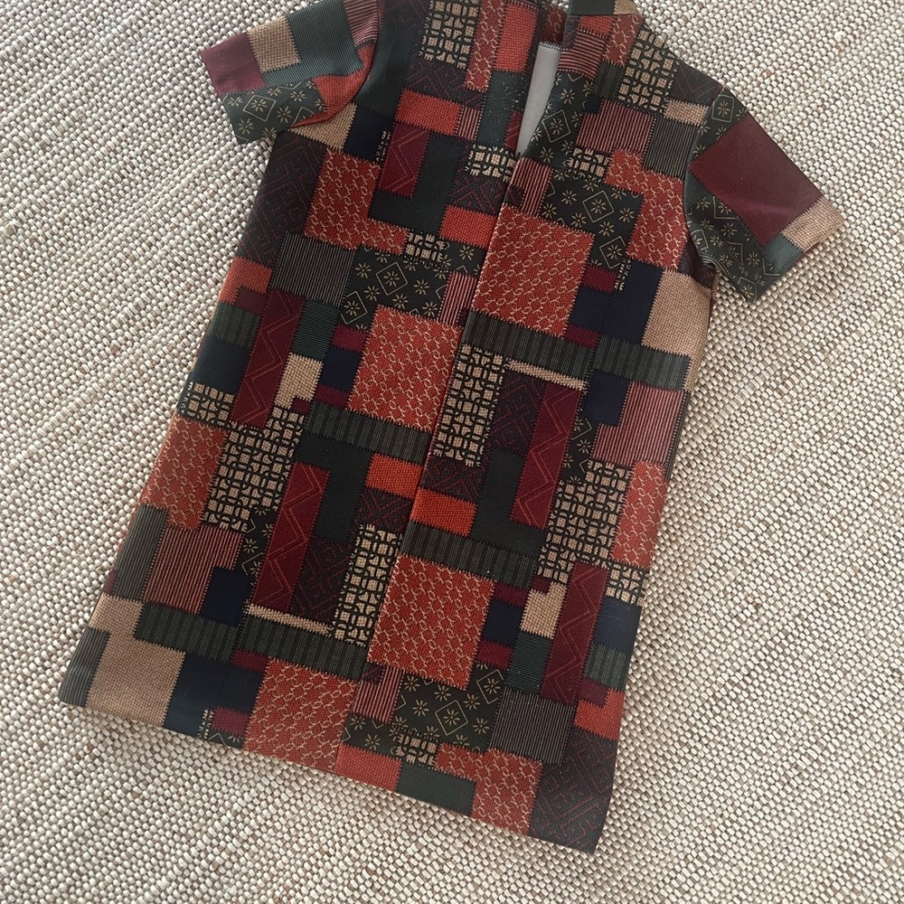 Zara Multicolor Patchwork Tirtleneck Mini Dress - image 3